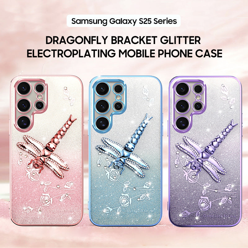 Samsung Series | Dragonfly Bracket Glitter Electroplating Mobile Phone Case