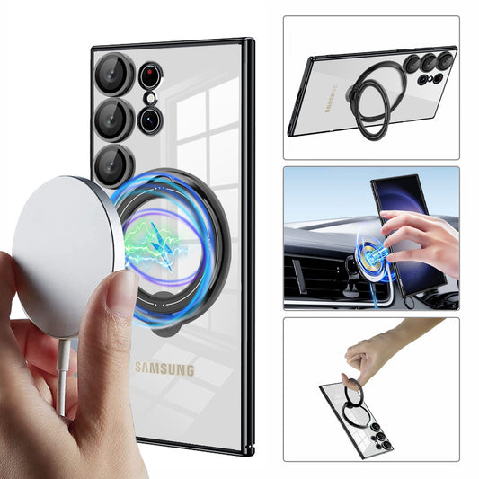 Serie Samsung Magsafe | Funda transparente para teléfono con soporte plegable 