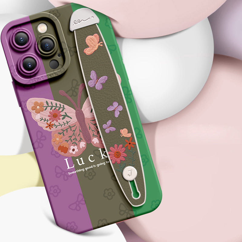 iPhone Series | “Y2K Butterfly”  Liquid Silicone Wristband Phone Case