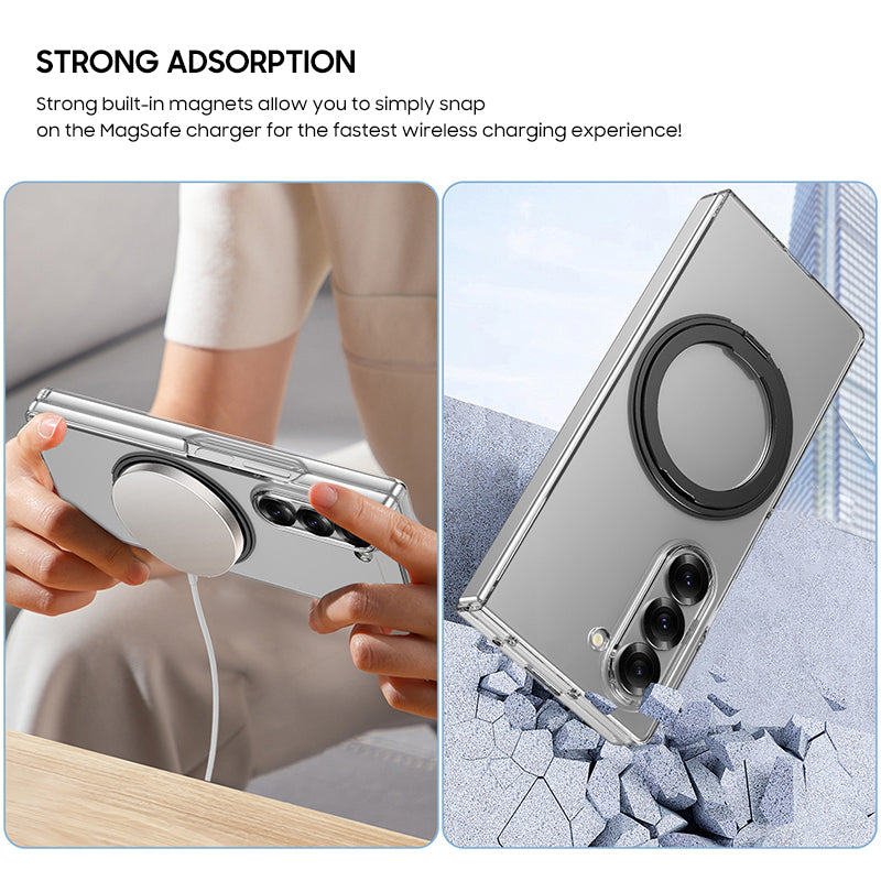 Samsung Galaxy Z Fold6 | 360° Rotating Stand Transparent Phone Case