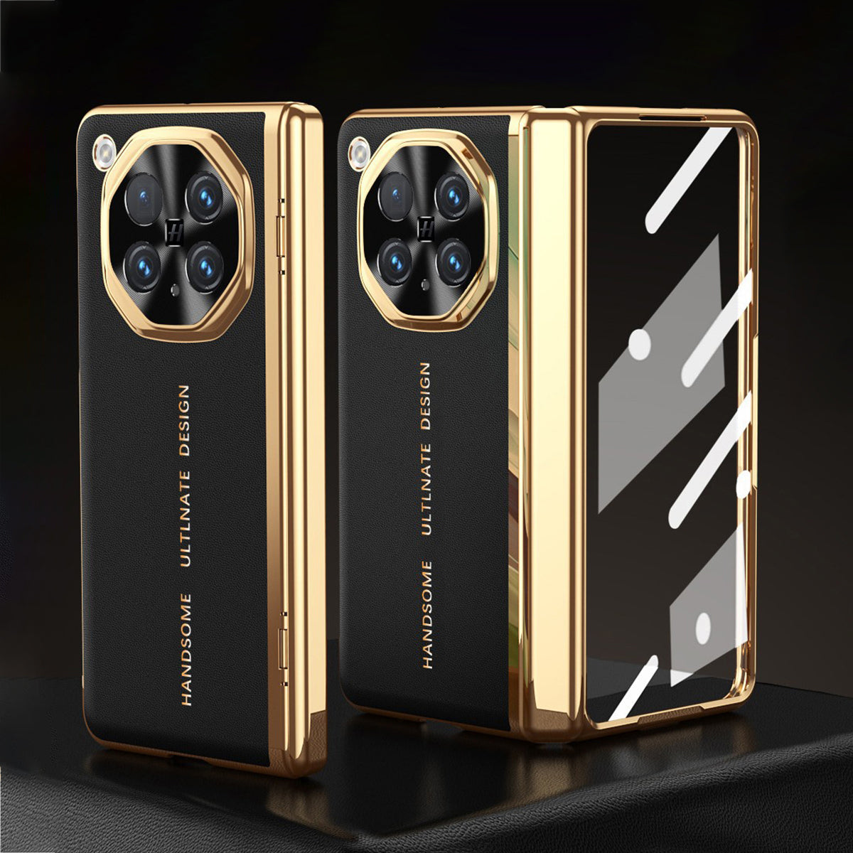 Electroplated Gold Edge Leather Case