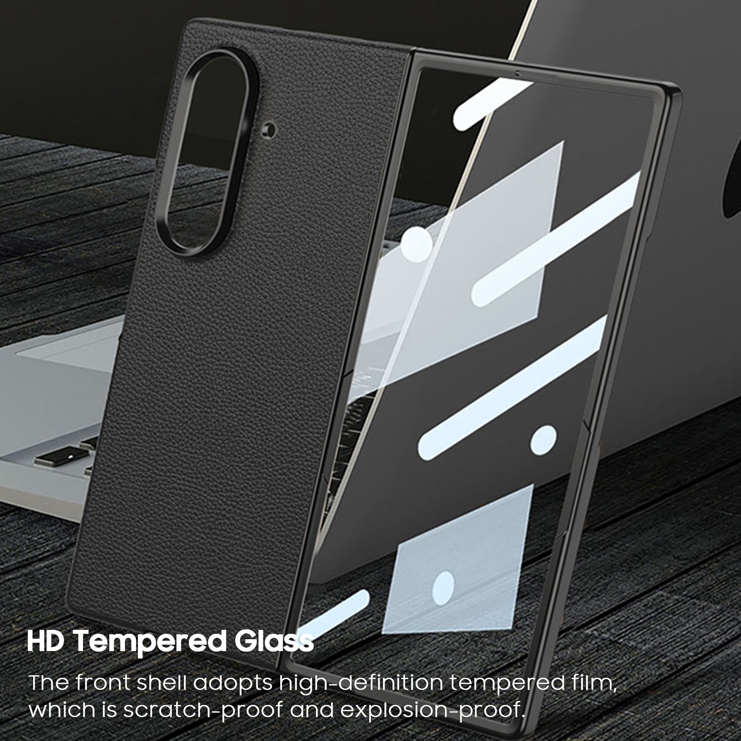 Electroplated Gold-Edged Leather Case with MagSafe