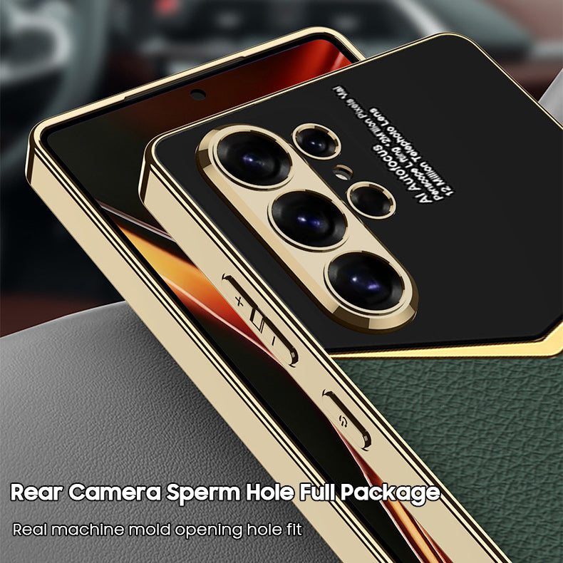 Fashionable Electroplated Stitching Leather Case