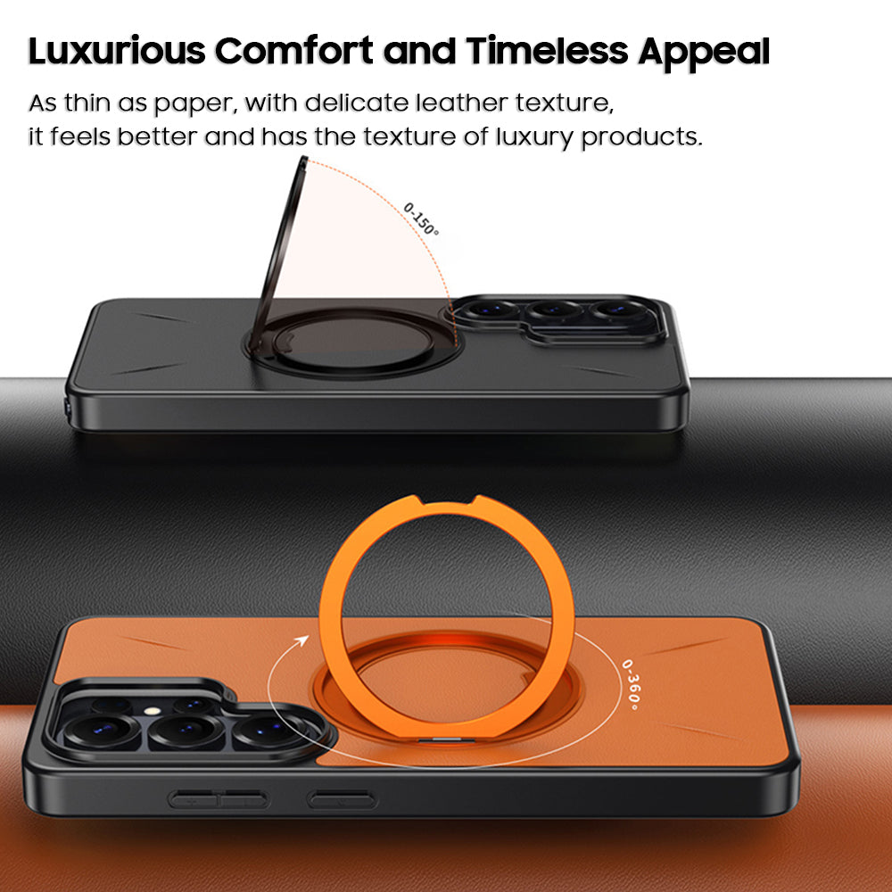 Rotating Ring Leather Case with MagSafe