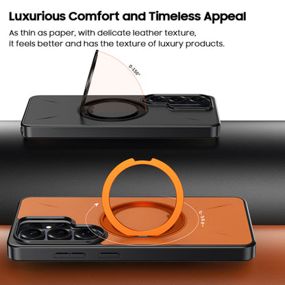 Rotating Ring Leather Case with MagSafe