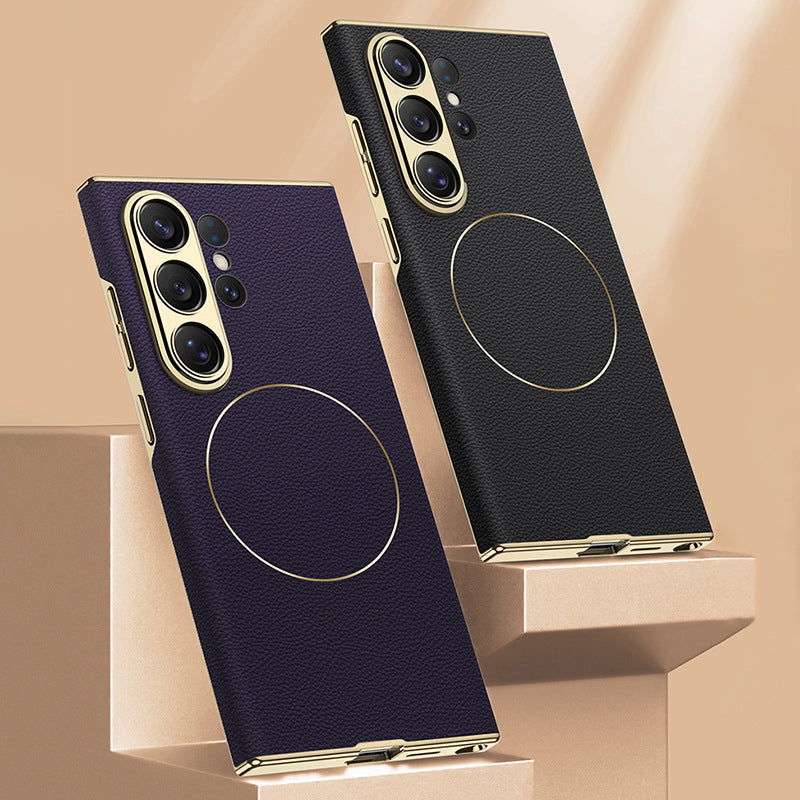 Luxury Electroplated Leather Case with MagSafe