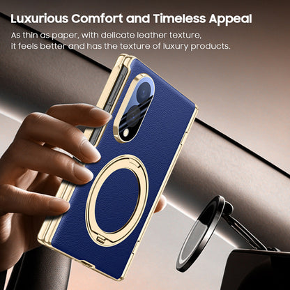 Rotatable Ring Kickstand Leather Case with MagSafe