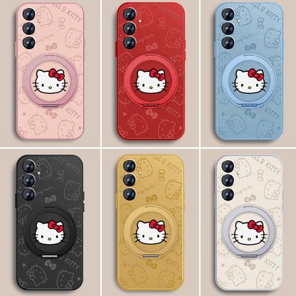 Hello Kitty Rotating Bracket Leather Case with Lanyard