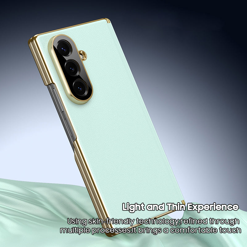 Full-Coverage Hinged Protective Electroplated Leather Case