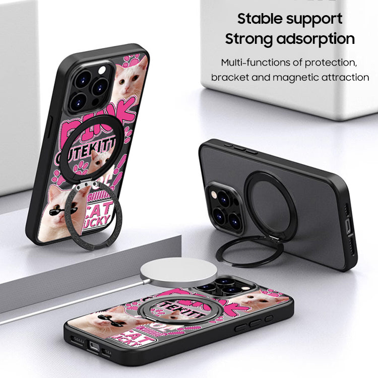 iPhone MagSafe Series | "Pink Cat" Frosted Stand Phone Case