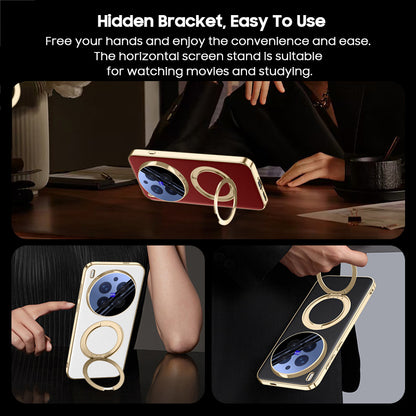 Rotating Ring Leather Case with MagSafe