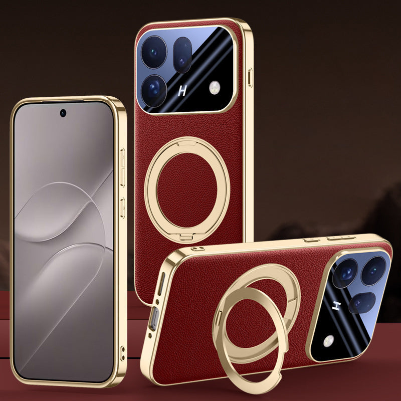 Rotating Ring Leather Case with MagSafe