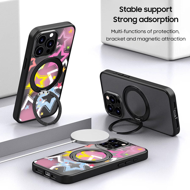 iPhone MagSafe Series | "Color Five-Pointed Star" Frosted Stand Phone Case