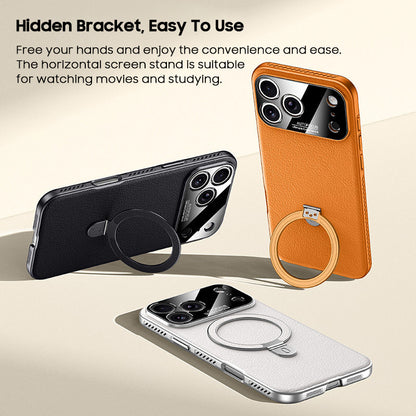 Rotating Ring Leather Case with MagSafe