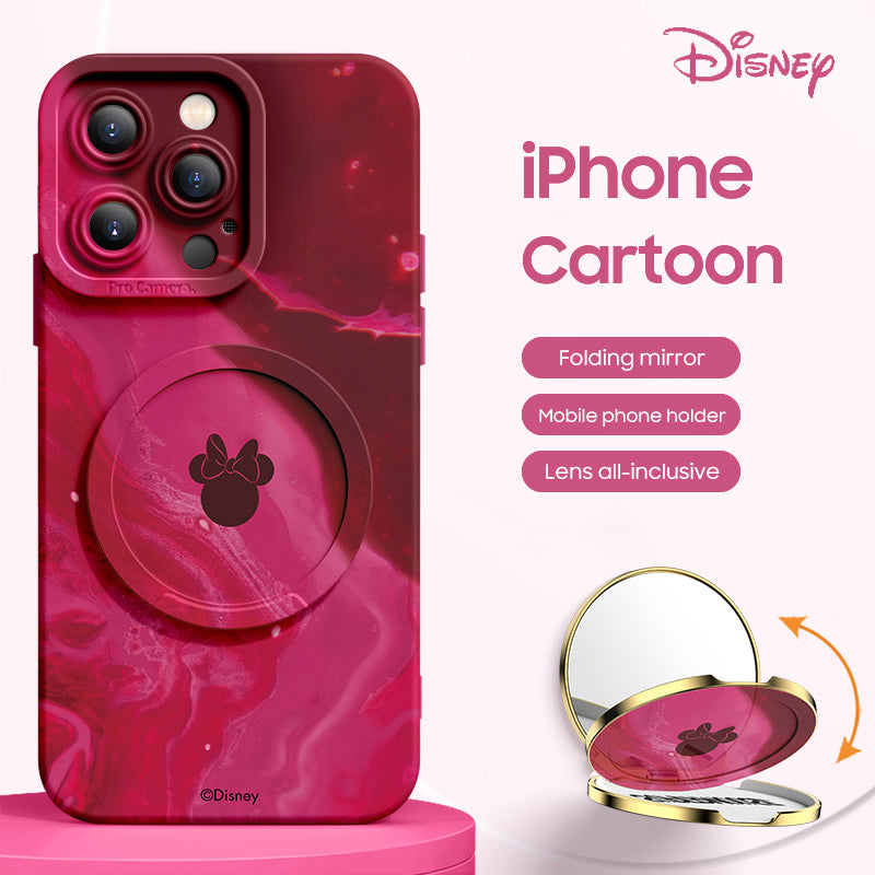 iPhone Mirror Bracket Series |"Disney” Cartoon Silicone Liquid Phone Case