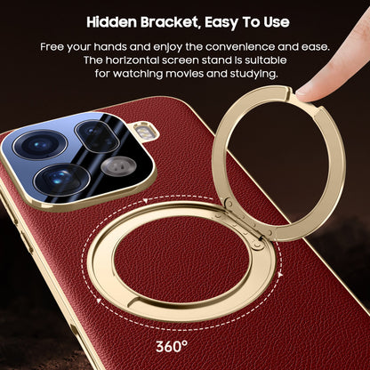 Rotating Ring Leather Case with MagSafe