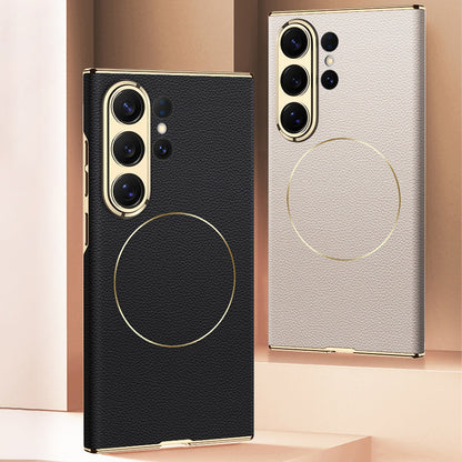 Luxury Electroplated Leather Case with MagSafe