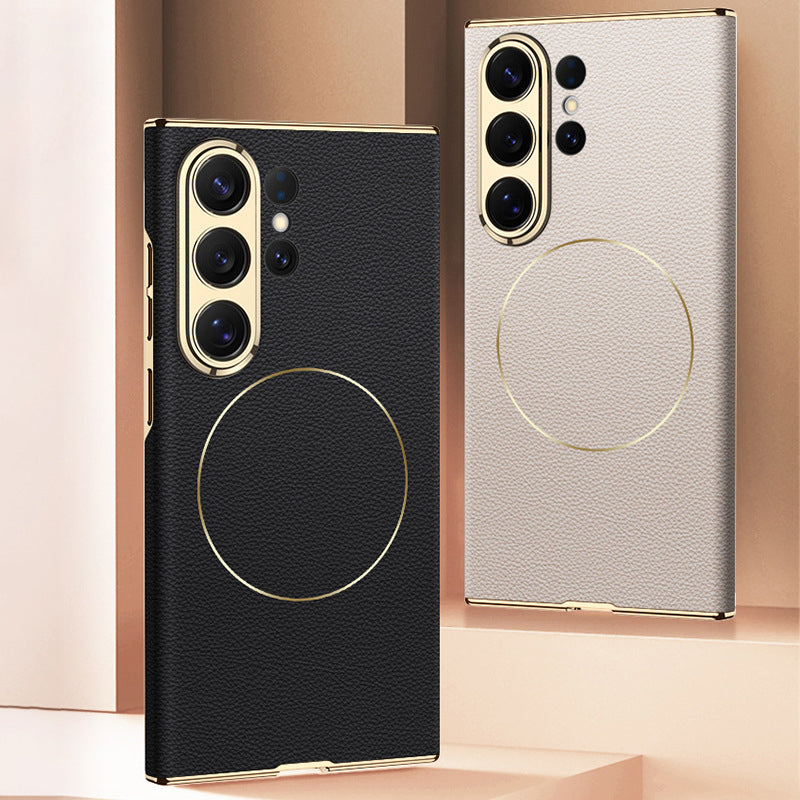 Luxury Electroplated Leather Case with MagSafe