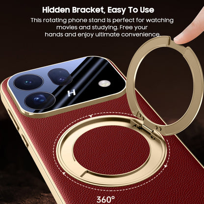 Rotating Ring Leather Case with MagSafe
