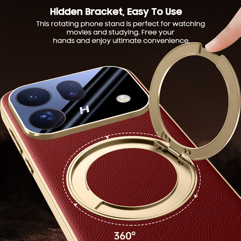 Rotating Ring Leather Case with MagSafe