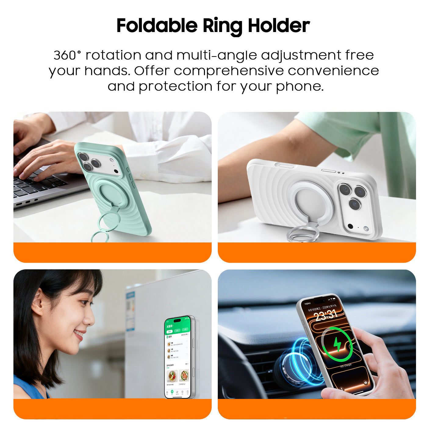 Double-Ring Folding Magnetic Phone Holder