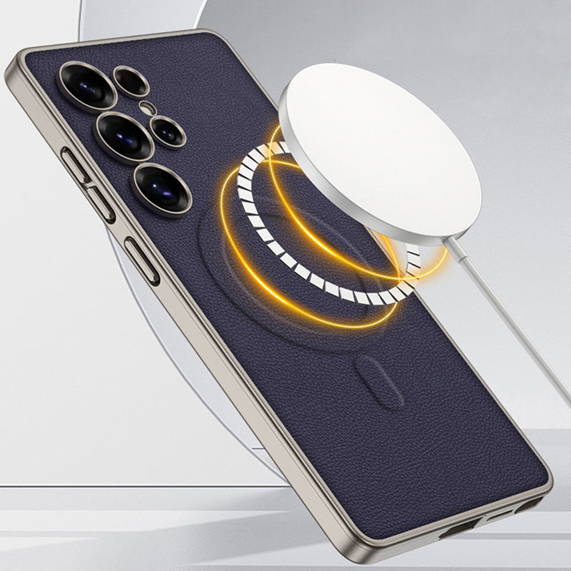 Skin-Feeling Magnetic Frame Leather Case with MagSafe