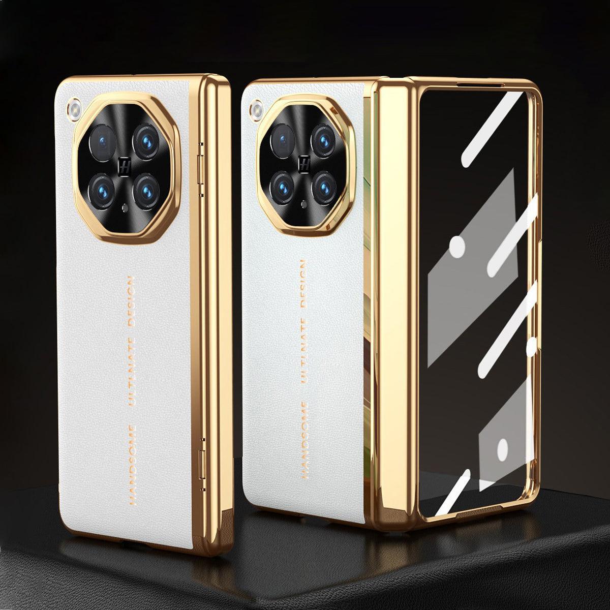Electroplated Gold Edge Leather Case