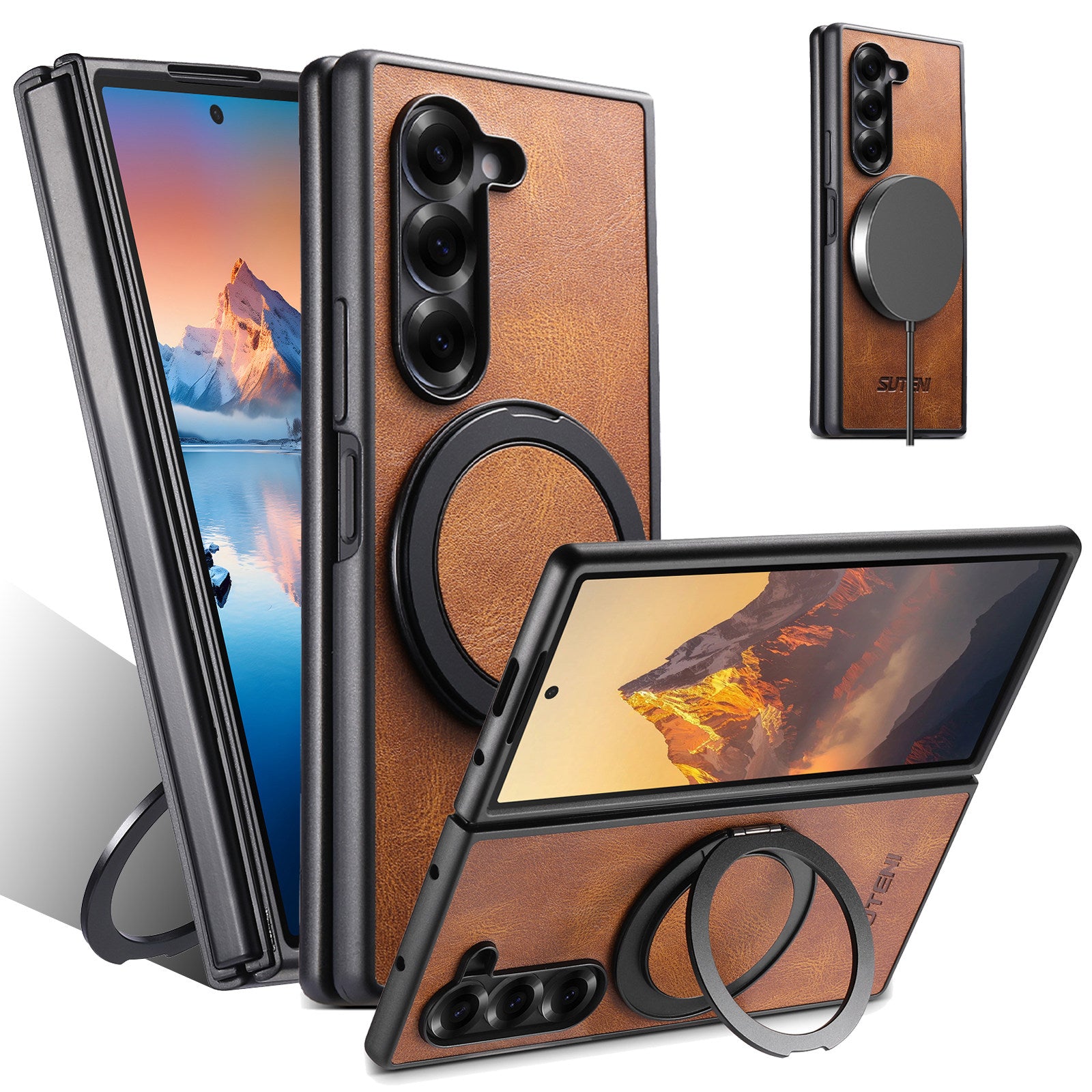 360° Rotating kickstand Leather Case with MagSafe