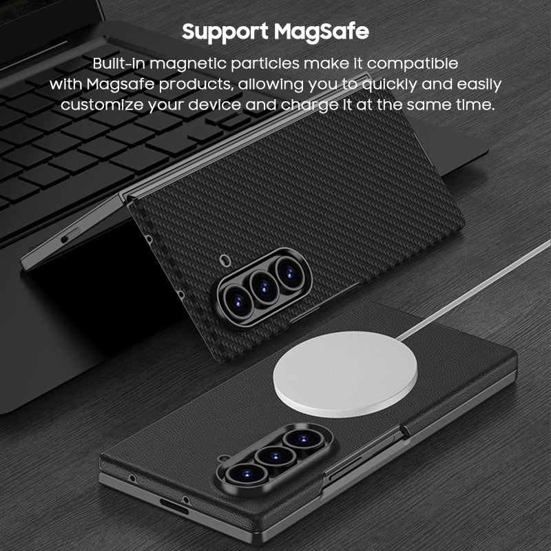 Electroplated Gold-Edged Leather Case with MagSafe