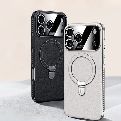 Rotating Ring Leather Case with MagSafe