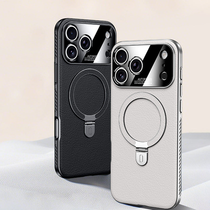 Rotating Ring Leather Case with MagSafe