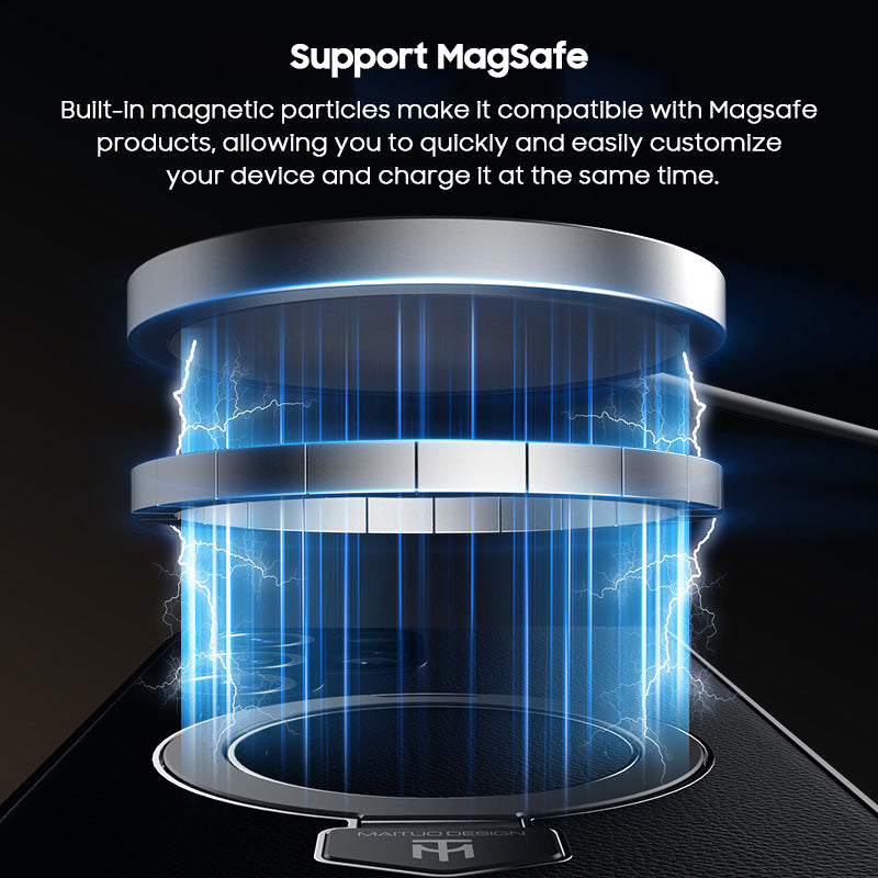 Rotating Ring Leather Case with MagSafe