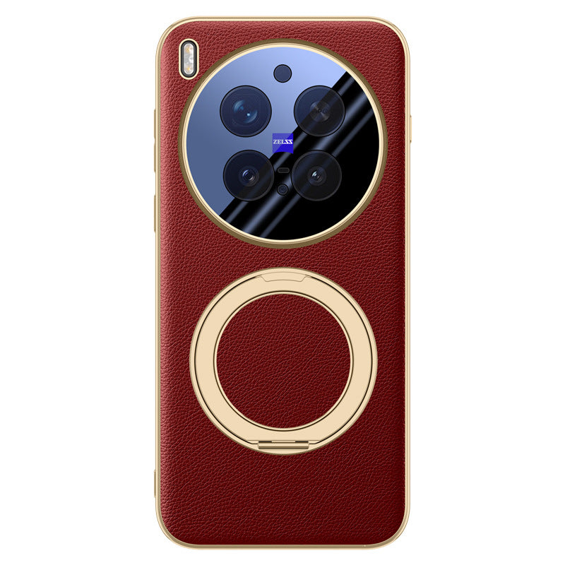 Rotating Ring Leather Case with MagSafe