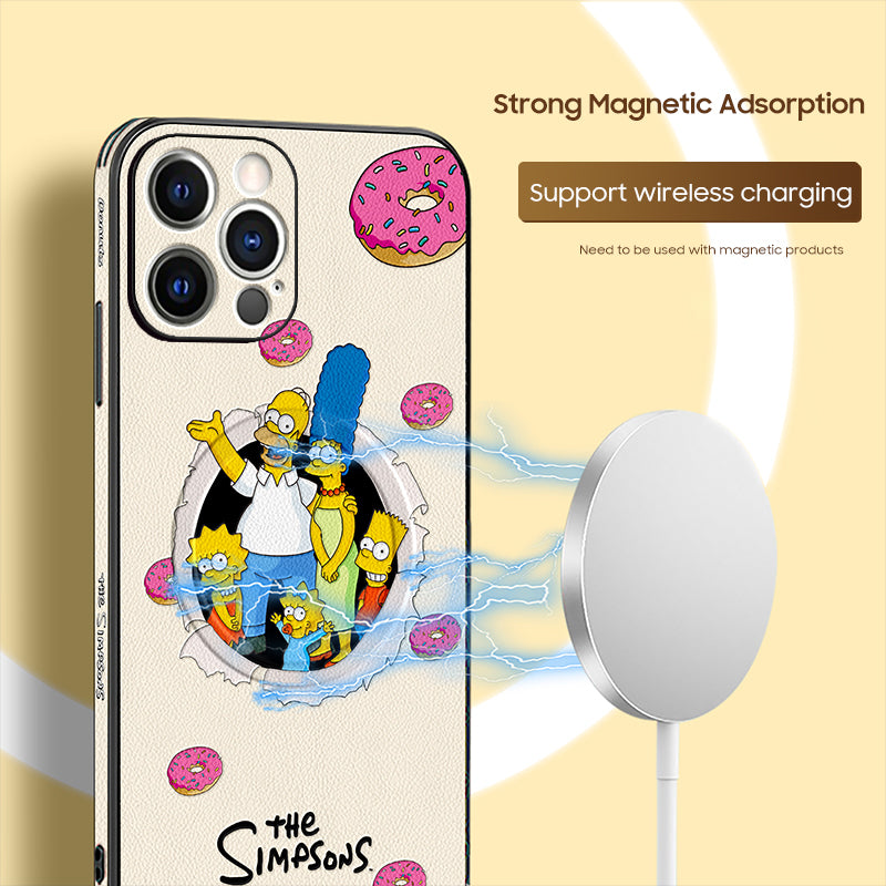 iPhone MagSafe Series | "The Simpsons" Cartoon Leather Phone Case