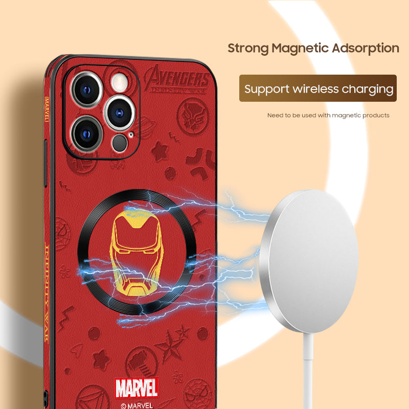 iPhone MagSafe Series | Original Design "iron Man" Cartoon Leather Phone Case