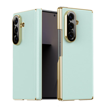 Full-Coverage Hinged Protective Electroplated Leather Case