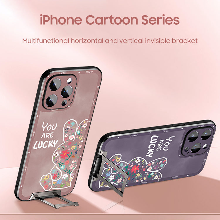 iPhone Invisible Bracket Series | Cute Floral Rabbit Cartoon Matte Phone Case