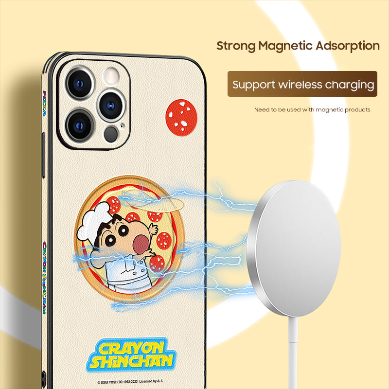 iPhone MagSafe Series | "Crayon Shin-chan" Cartoon Leather Phone Case