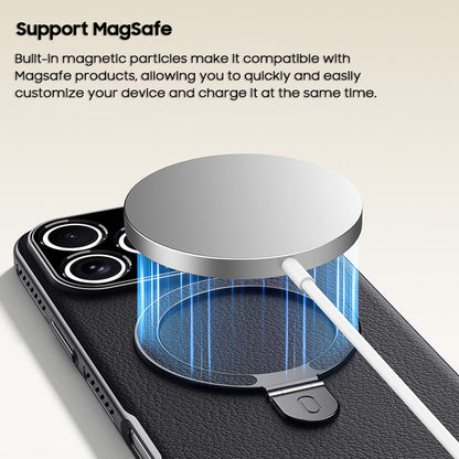 Rotating Ring Leather Case with MagSafe