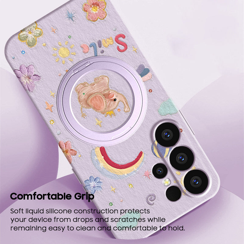 Baby Elephant Liquid Silicone Lanyard Case with Bracket