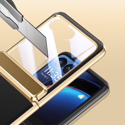 Electroplated Gold-Rimmed Folding Leather Case