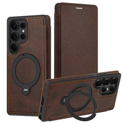 Rotating kickstand Leather Case with MagSafe