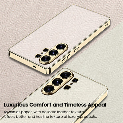 Luxurious Gold Filigree Silver Brocade Holder Leather Case