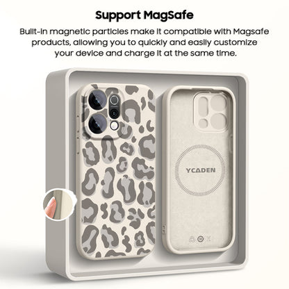 Leopard Print Liquid Silicone Lanyard Case with MagSafe