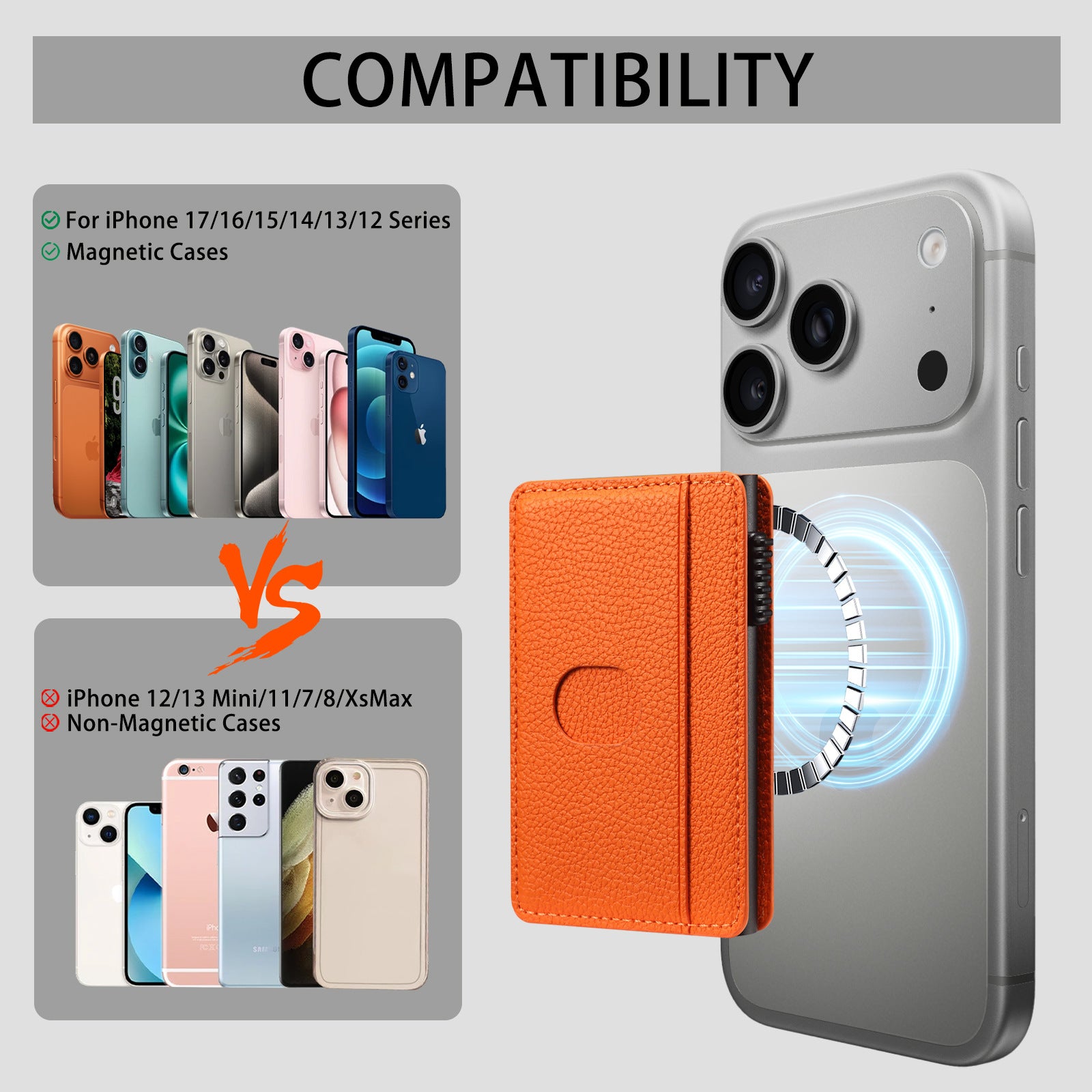 Lychee-Patterned Leather Magnetic Wallet