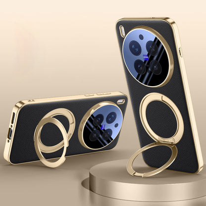 Rotating Ring Leather Case with MagSafe