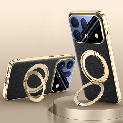 Rotating Ring Leather Case with MagSafe