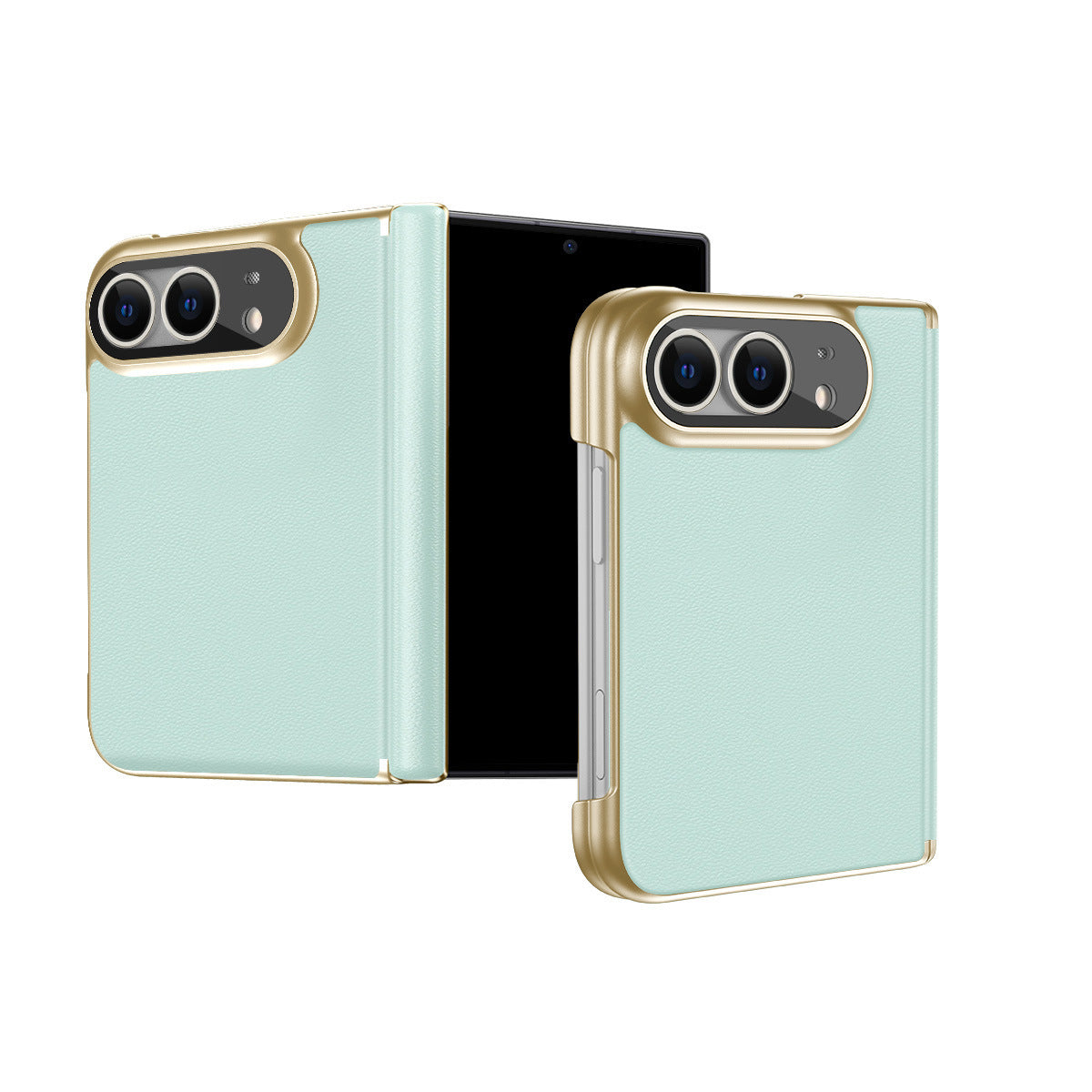 Full-Coverage Hinged Protective Electroplated Leather Case