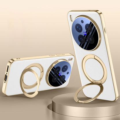 Rotating Ring Leather Case with MagSafe