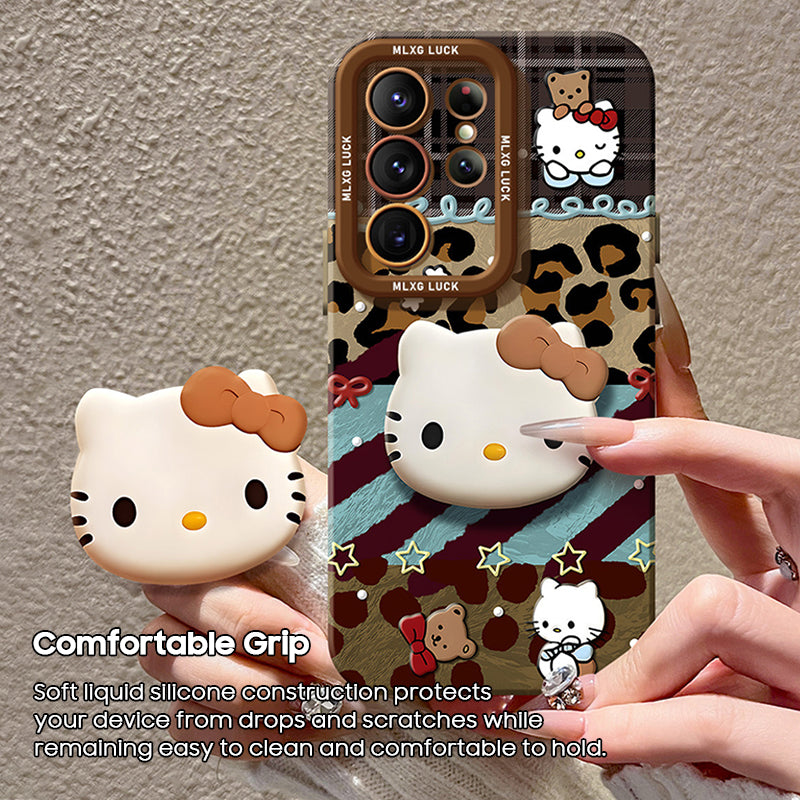 Leopard Print Kitty Liquid Silicone Lanyard Case